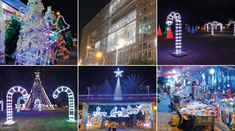 Luces de Navidad en parques y espacios públicos pese a apagones