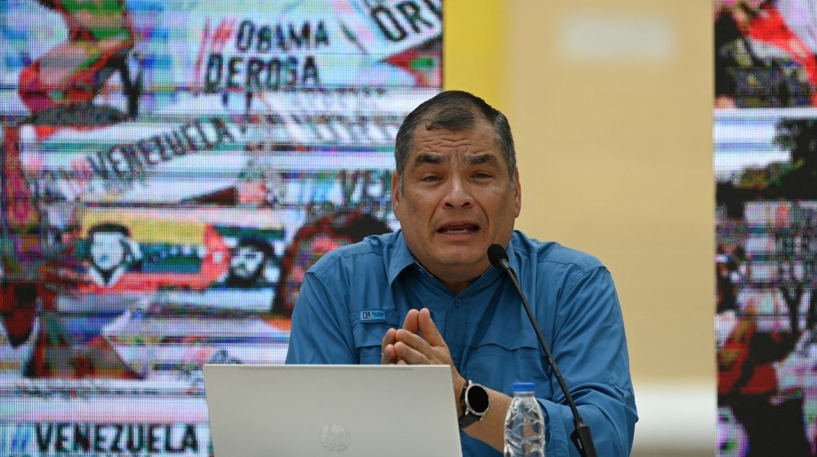 Rafael Correa, expresidente de Ecuador, en un evento en Caracas, Venezuela, en marzo de 2023.